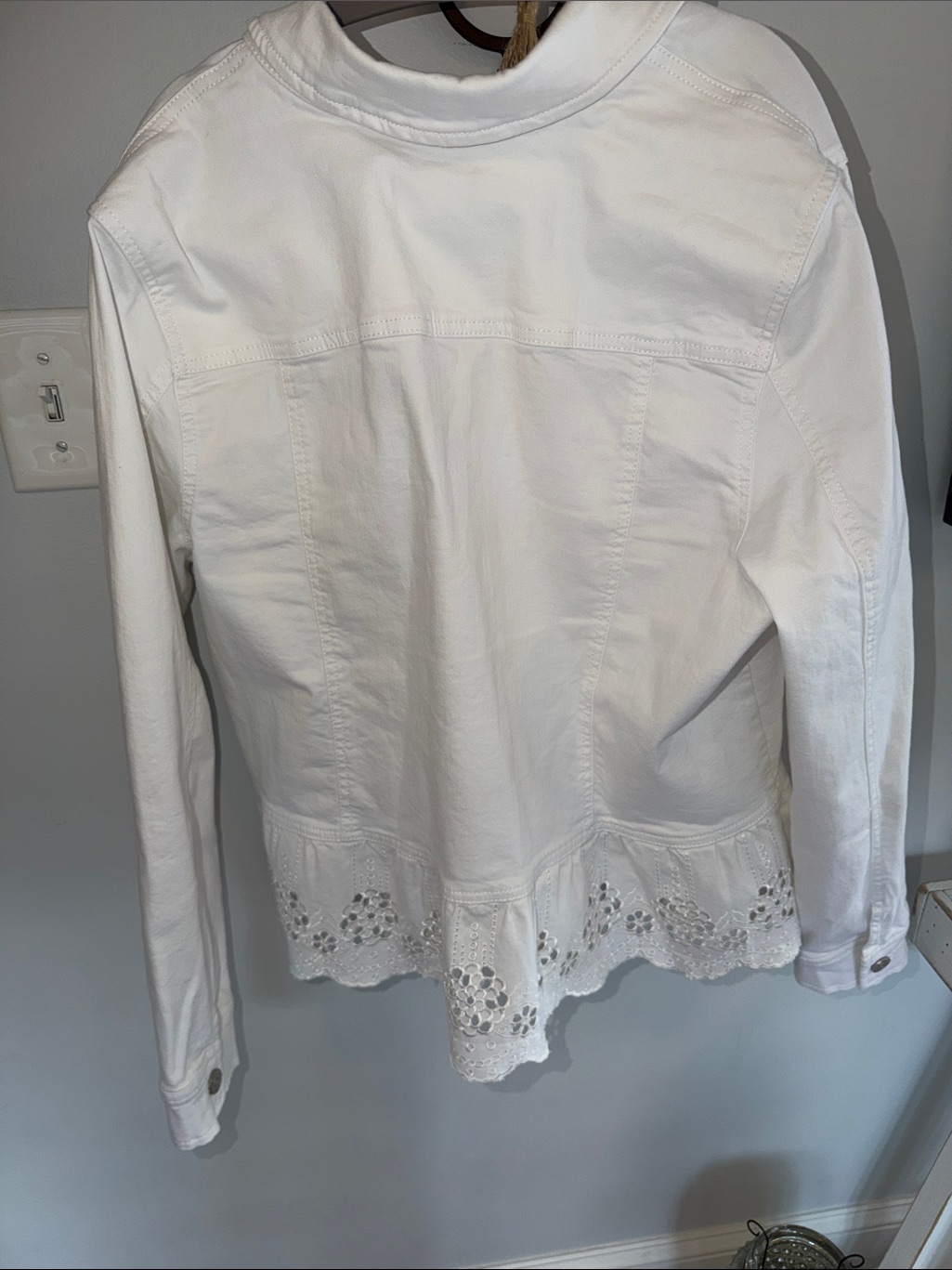 Susan Graver Stretch Embroidered Peplum Denim Jacket — image 6 of 6
